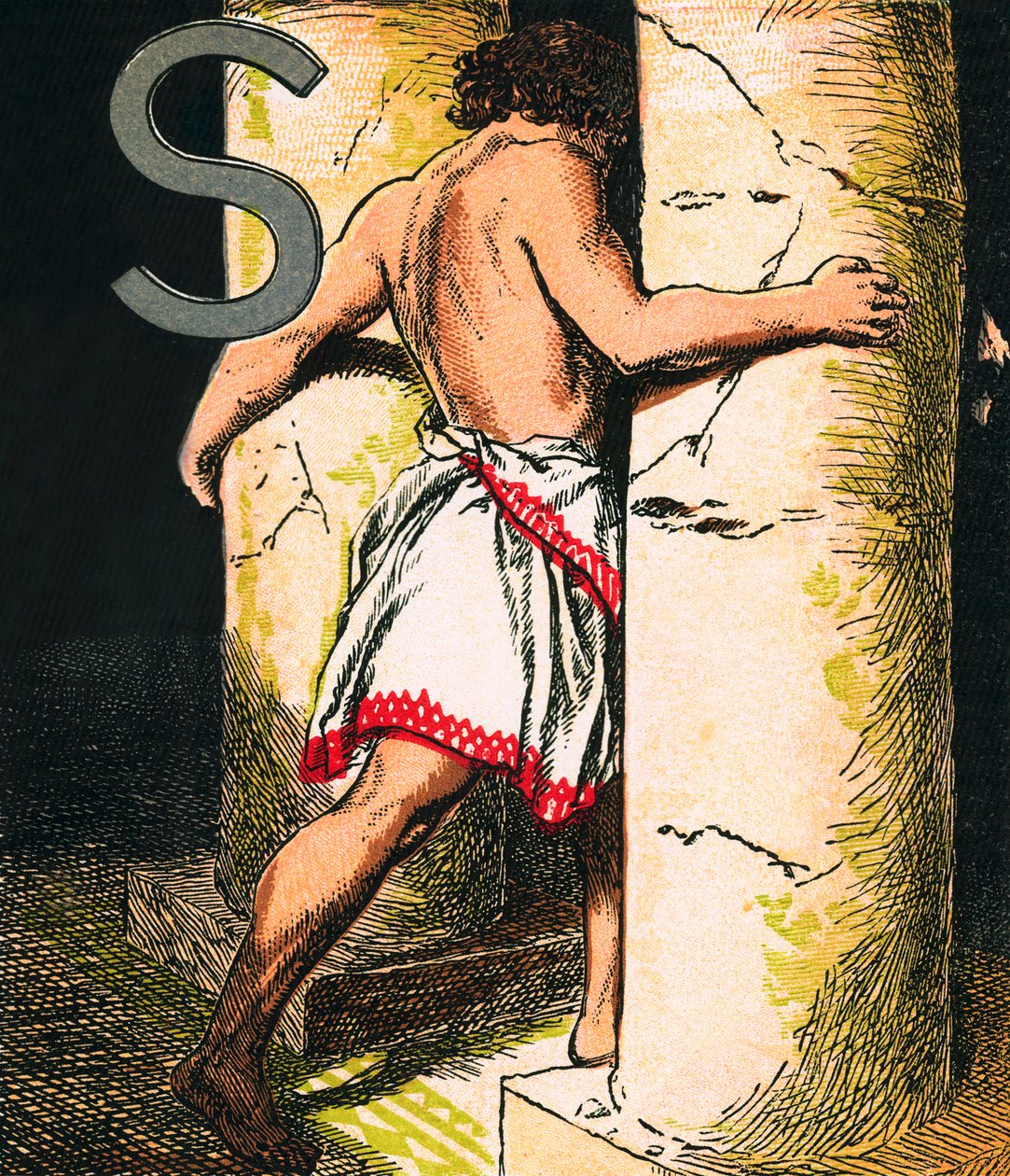 Samson (kolorowa litografia) autorstwa English School
