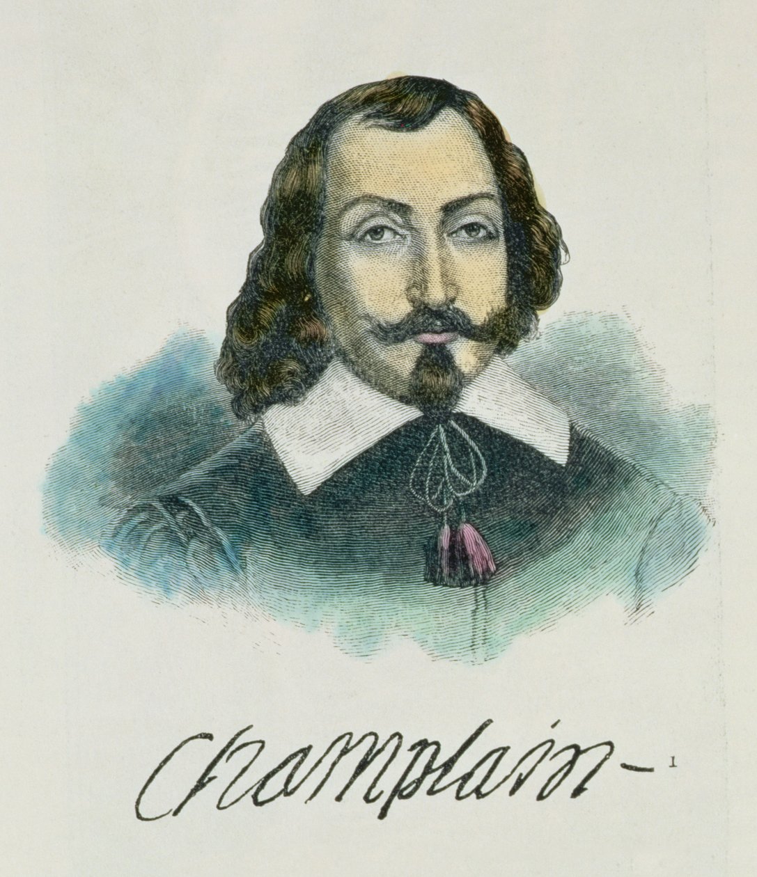 Samuel de Champlain (ok. 1567-1635) ilustracja z tomu IV „Narrative and Critical History of America”, 1886 (późniejsze zabarwienie) autorstwa English School