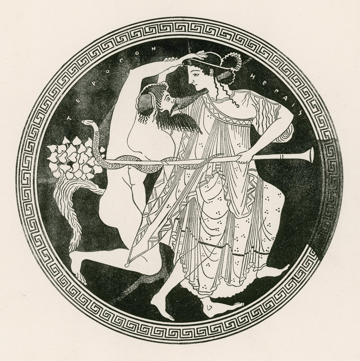 Satyr i Menada (rycina) autorstwa English School