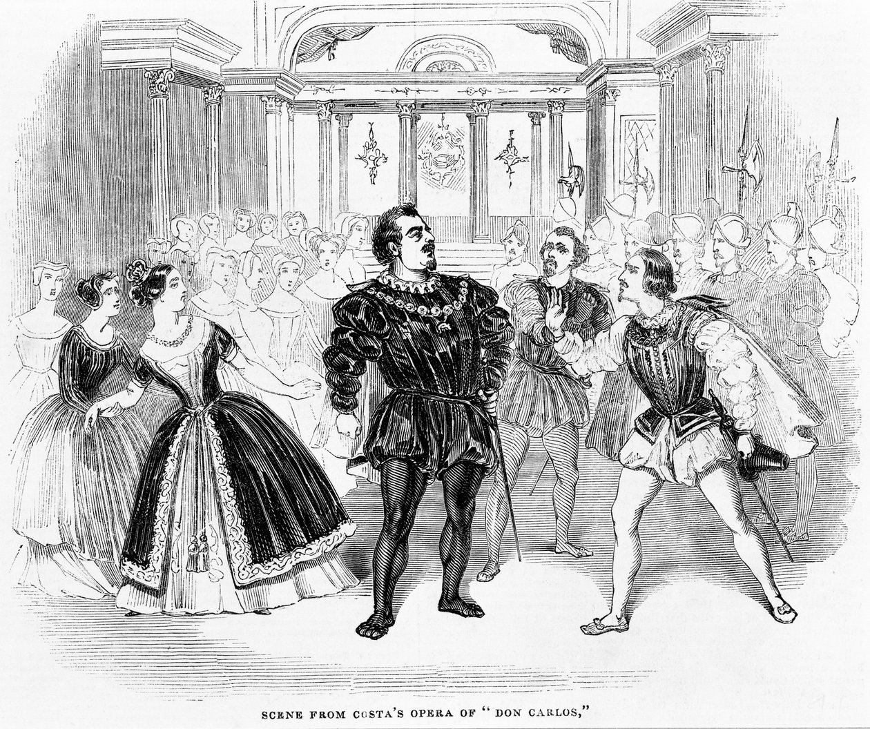 Scena z Costas Opera Don Carlos, 1844 autorstwa English School