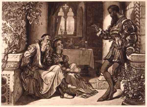 Scena z Otella, akt I, scena 3, William Shakespeare (1564-1616) (rycina) autorstwa English School