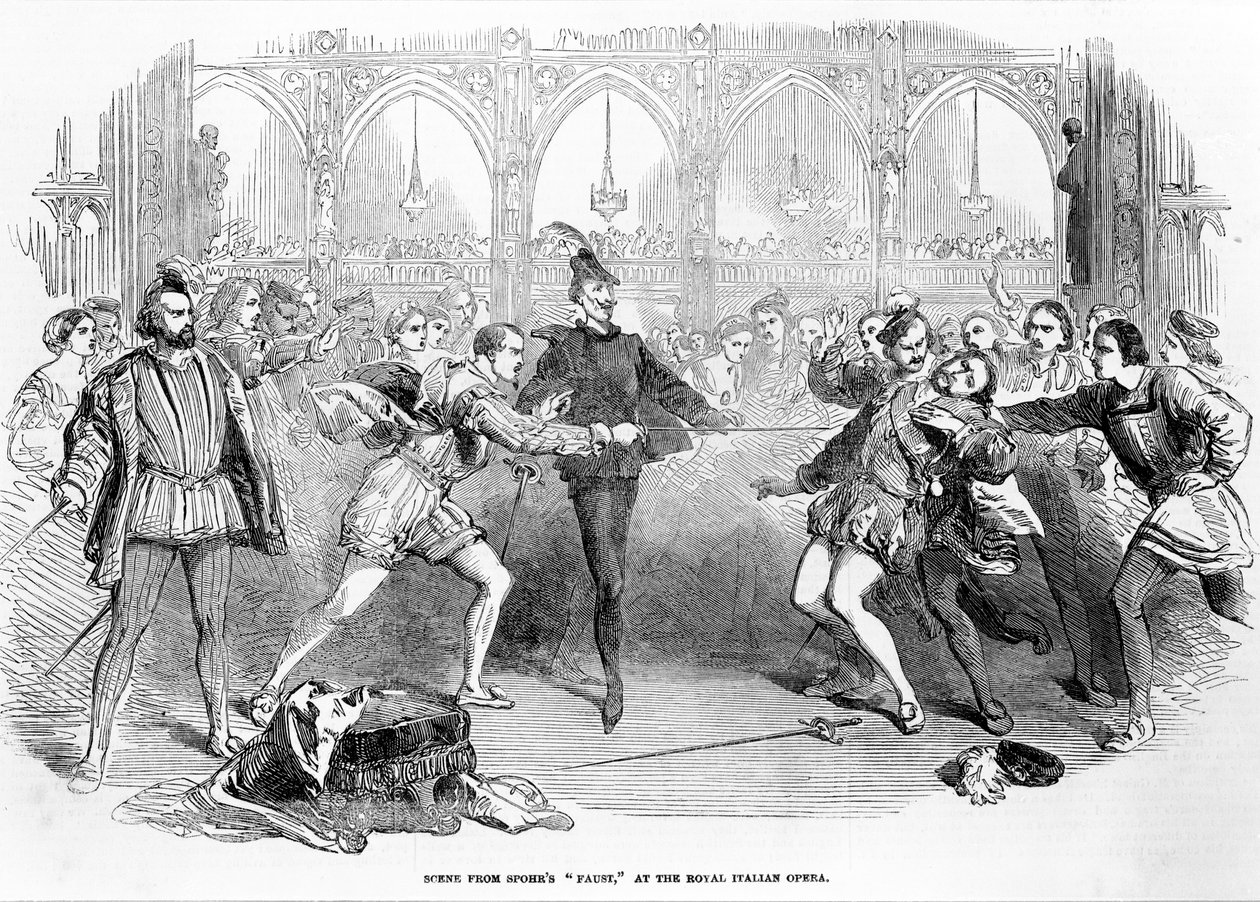 Scena z Fausta Spohrsa w Królewskiej Operze Włoskiej, 1852 autorstwa English School