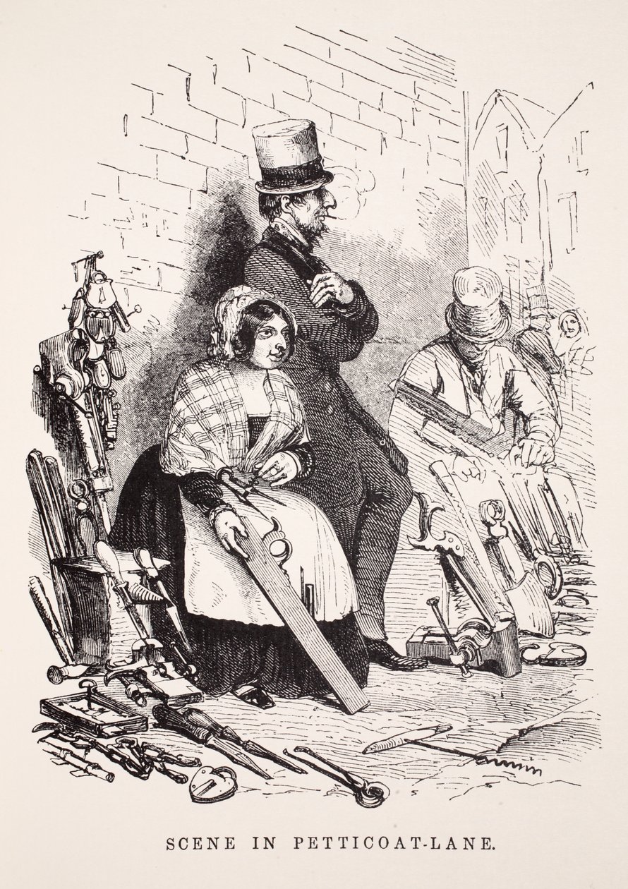 Scena w Petticoat-Lane, ilustracja z London Labour i London Poor autorstwa Henry