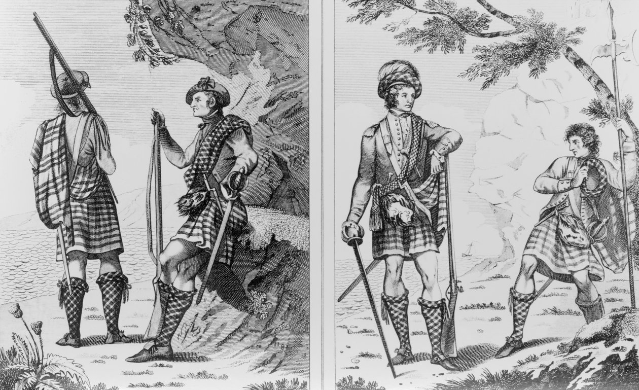 Szkoccy żołnierze Highlands oraz Highland Officer and Serjeant autorstwa English School