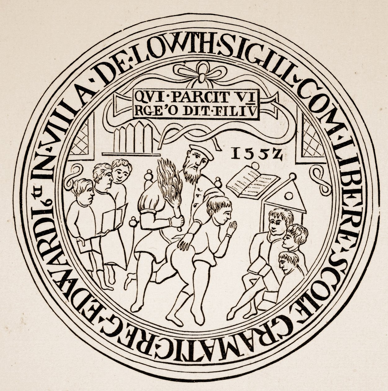 Pieczęć Louth Grammar School, 1552 (zdjęcie w sepii) autorstwa English School