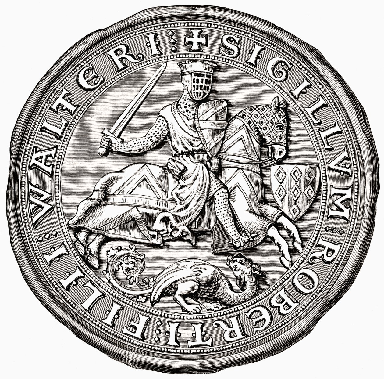 Pieczęć Roberta Fitzwaltera z „Krótkiej historii Anglików” J.R. Greena, opublikowanej w 1893 r. autorstwa English School