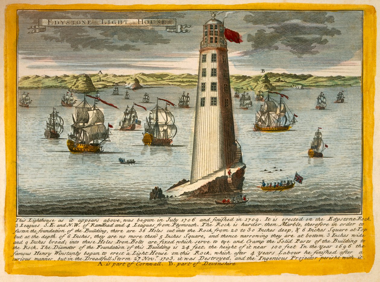Druga latarnia morska Eddystone, niedaleko Plymouth autorstwa English School