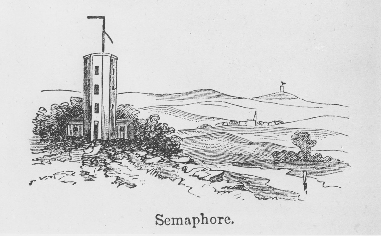 Wieża semaforowa, ok.1840 (rycina) autorstwa English School