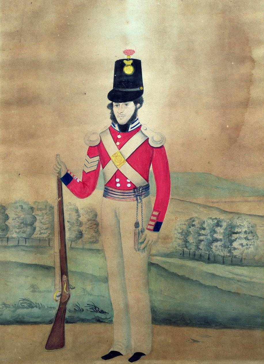 Sierżant, armia brytyjska, ok. 1815 (wc na papierze) autorstwa English School