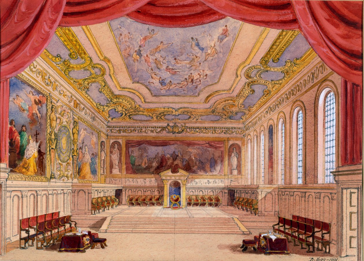 Scenografia do Kupca weneckiego autorstwa Williama Szekspira, 1858 (wc na papierze) autorstwa English School