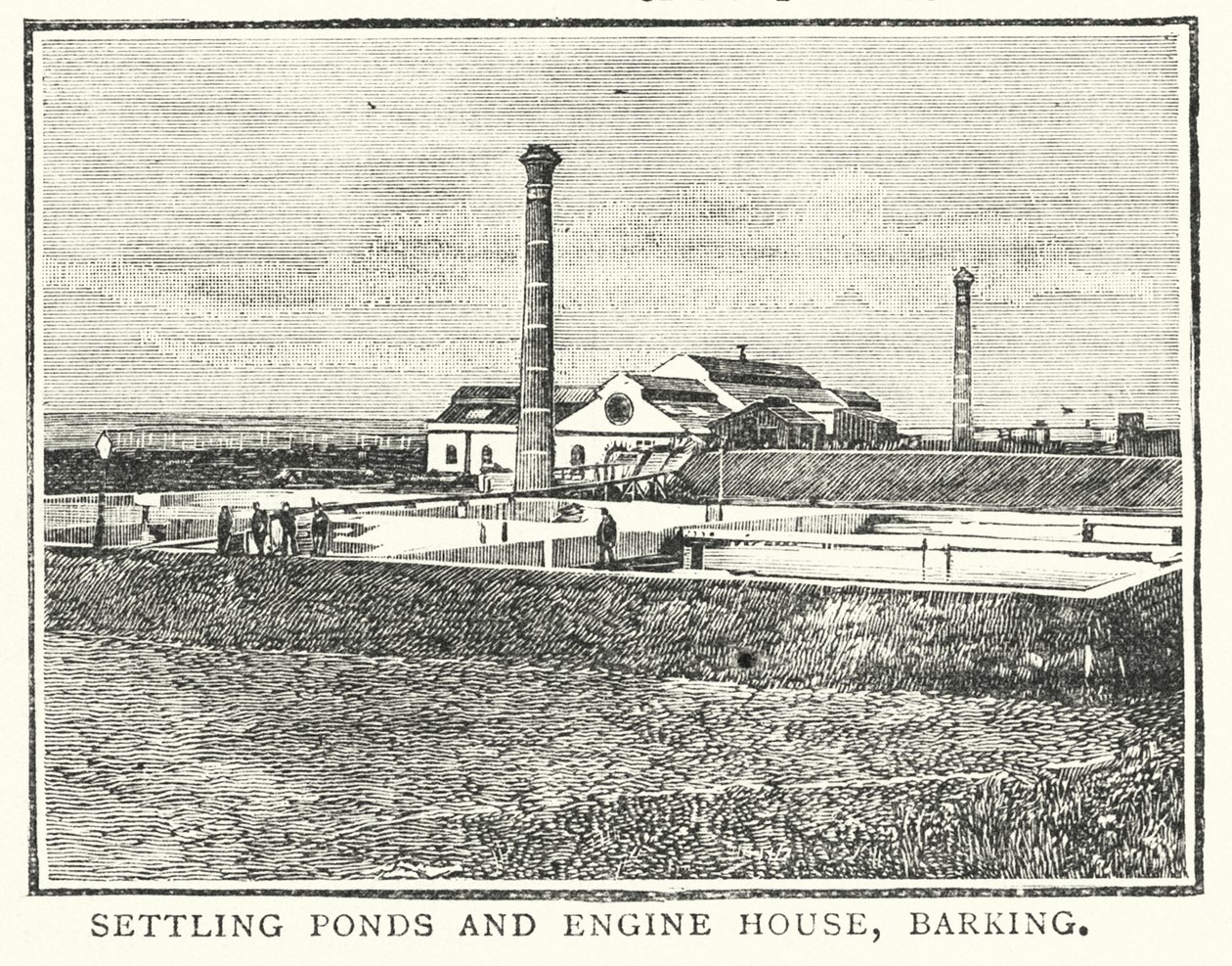 Stawy osadowe i maszynownia, Barking (grawerunek) autorstwa English School