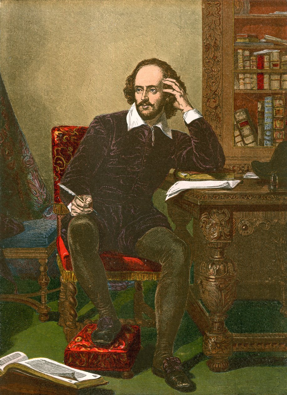 Shakspeare (kolorowa rycina) autorstwa English School