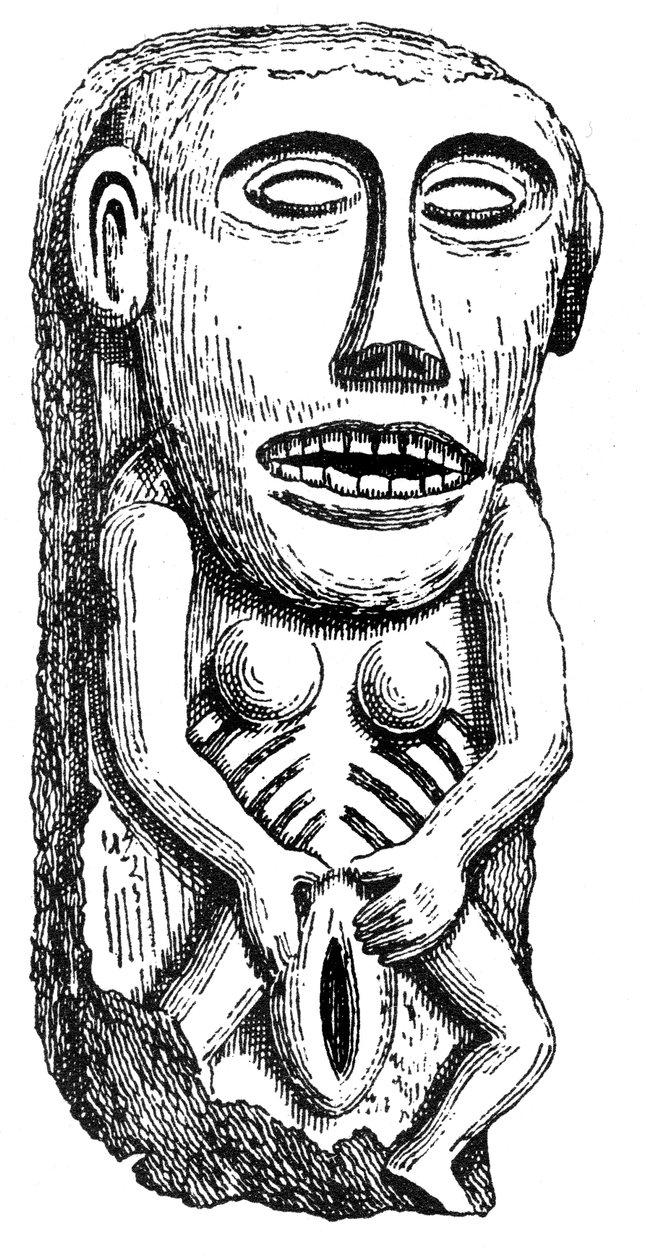Sheela-na-Gig, z zamku Ballinahend, Tipperary, Irlandia autorstwa English School