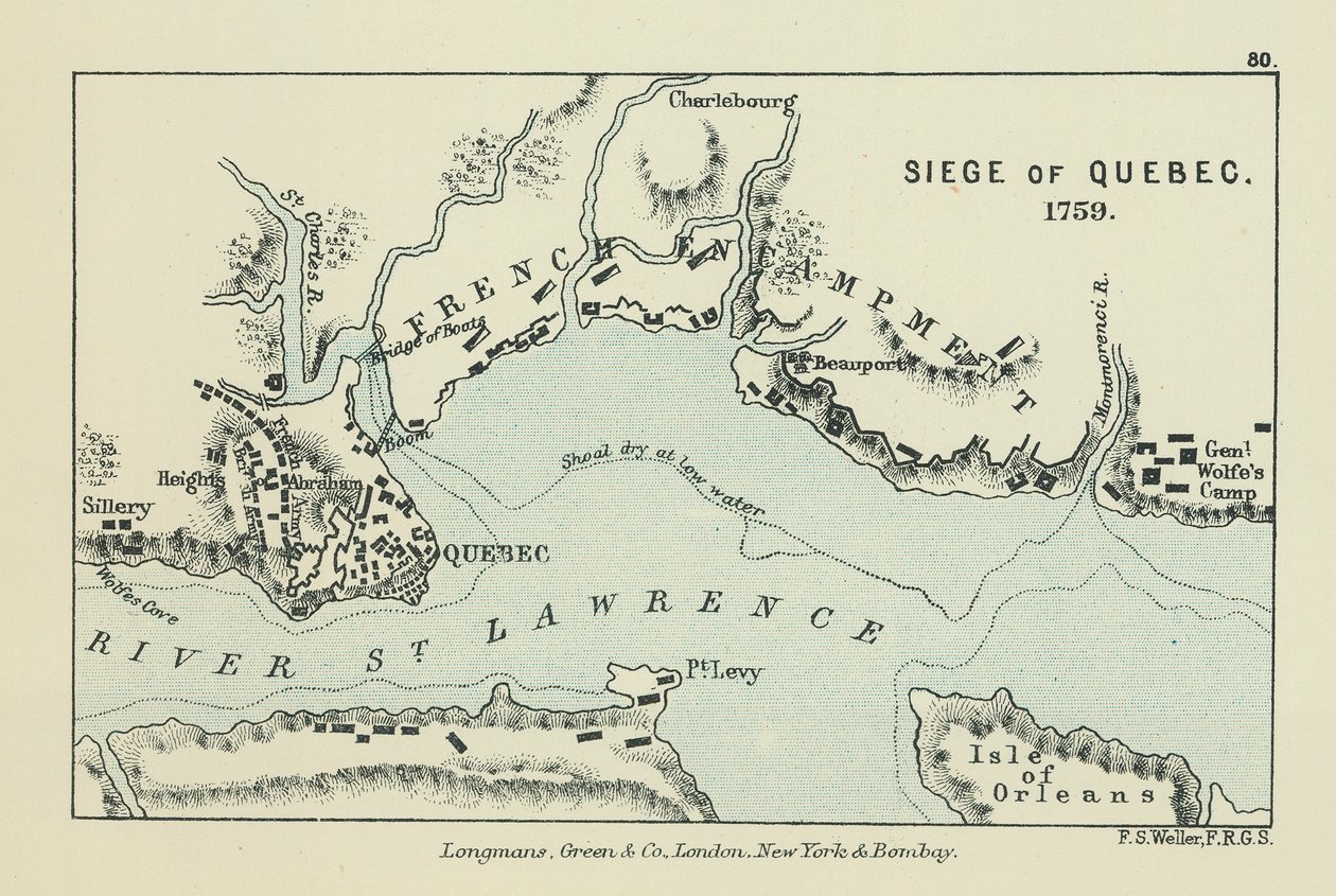 Oblężenie Quebecu (kolorowa litografia) autorstwa English School