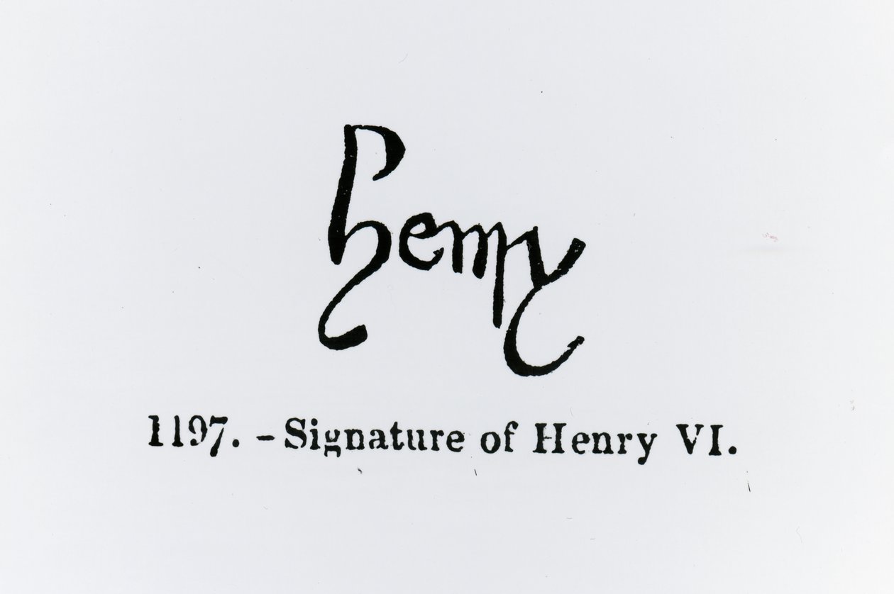 Podpis Henryka VI (1421-71) (lito) (zdjęcie bw) autorstwa English School