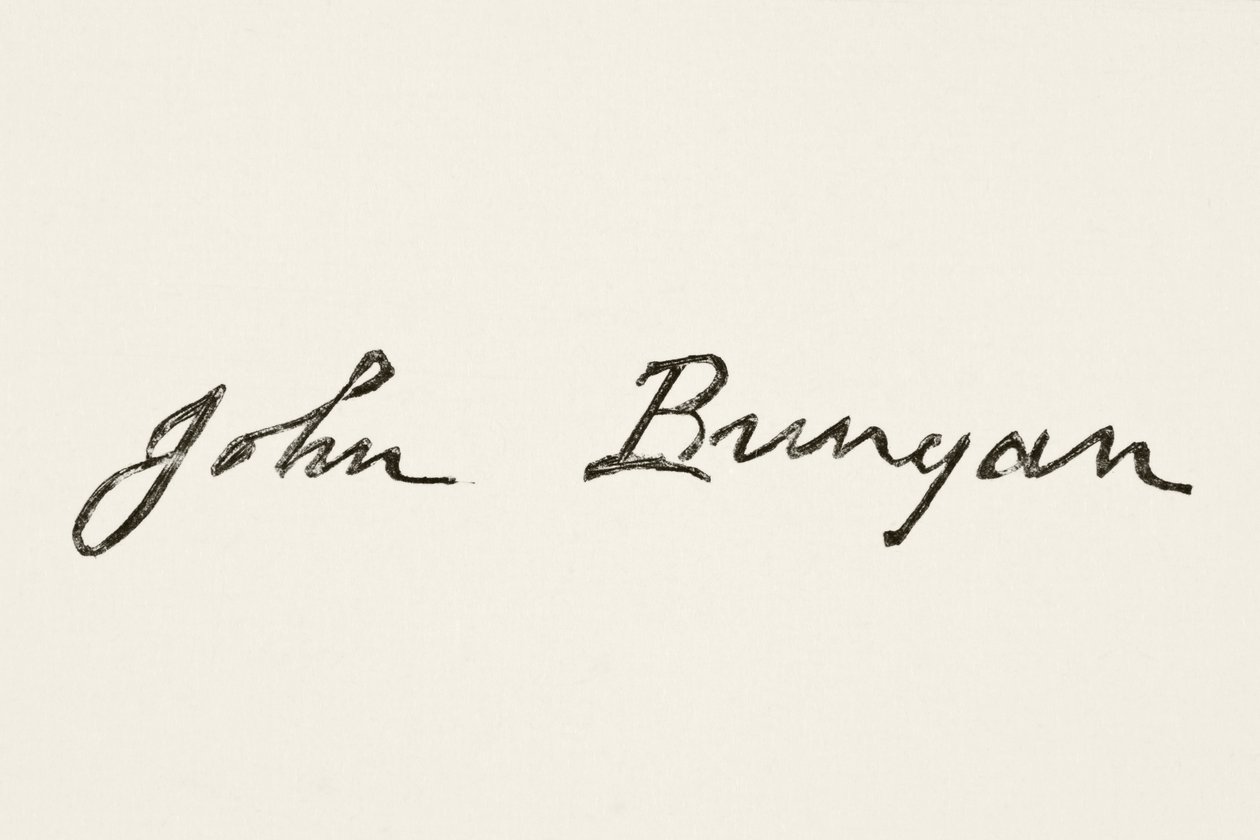 Podpis Johna Bunyana z The National and Domestic History of England autorstwa Williama Hickmana Smitha Aubreya (1858-1916) opublikowanego w Londynie ok. 1890 r. autorstwa English School