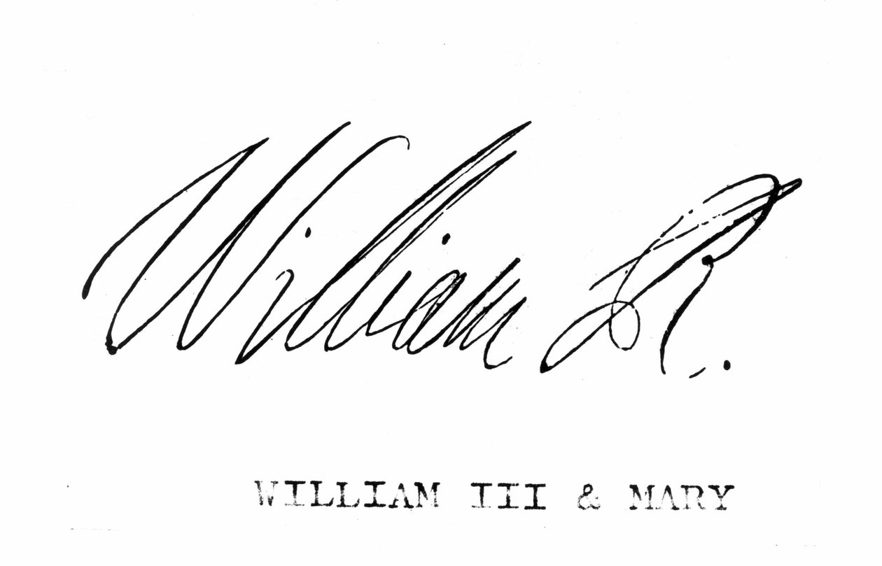 Podpis Wilhelma III Anglii z „The National and Domestic History of England” Williama Hickmana Smitha Aubreya (1858-1916) opublikowanego w Londynie ok. 1890 r. autorstwa English School
