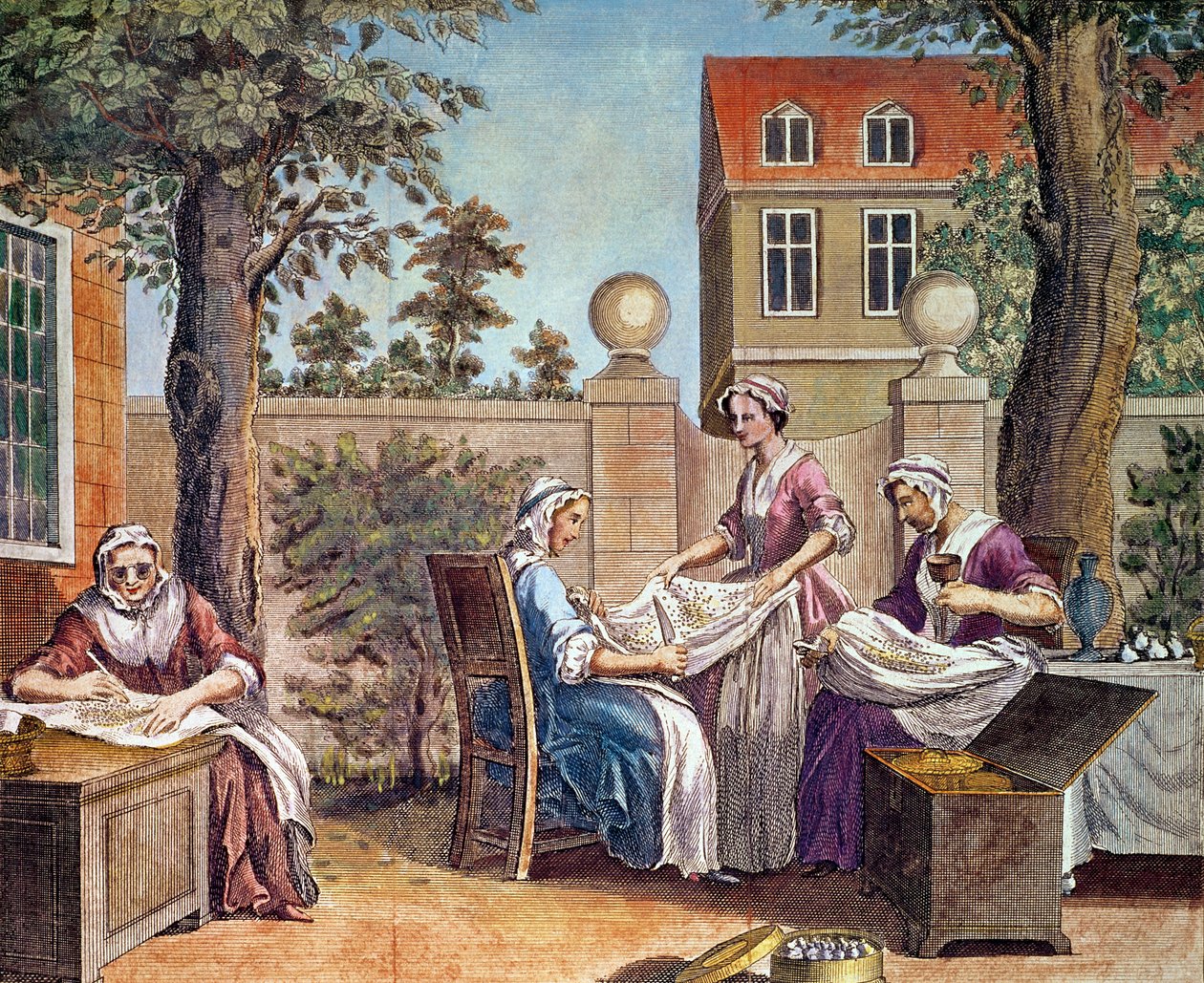 Silk-Making, grawerowane przez J. Hintona dla „Universal Magazine” w Kings Arms, St. Paul