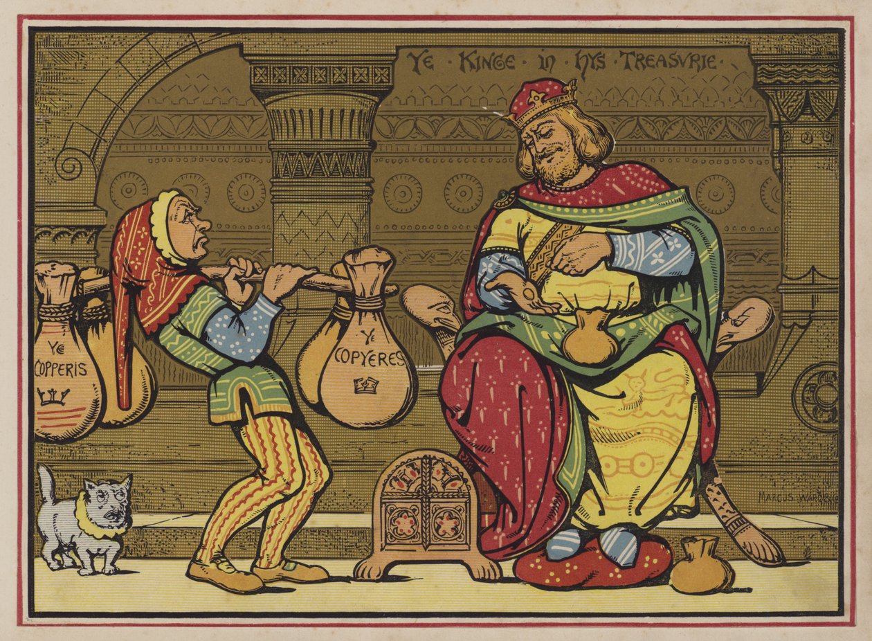 Sing A Song Of Sixpence (kolorowa litografia) autorstwa English School