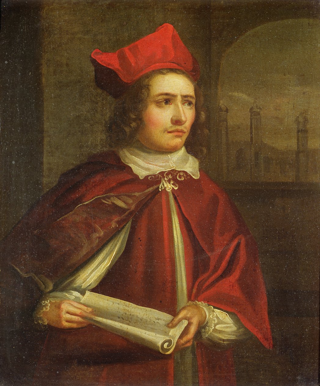 Sir Augustus Harris (1851-96) jako kardynał Wolsey autorstwa English School
