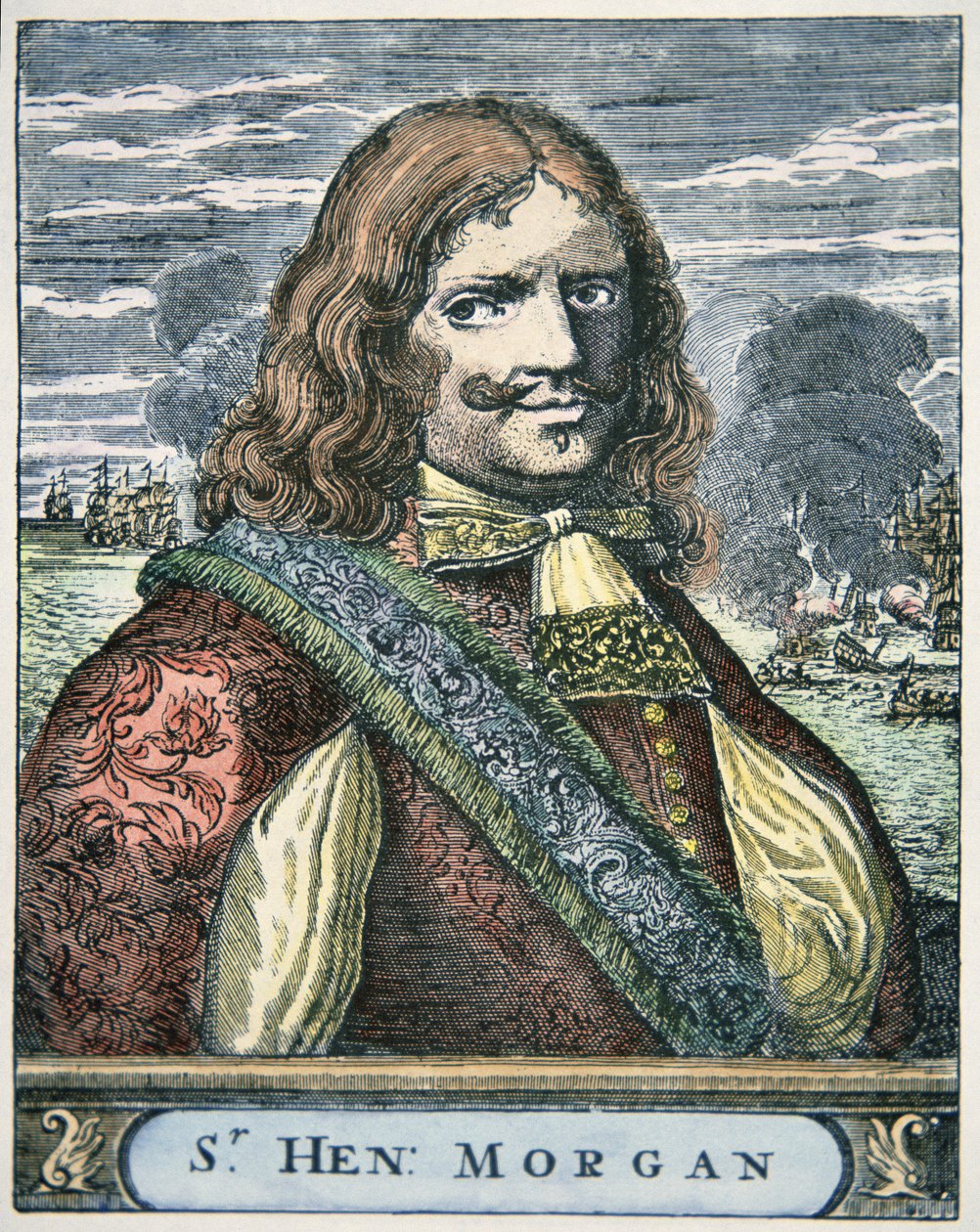 Sir Henry Morgan (ok. 1635-88) (rycina kolorowana) autorstwa English School