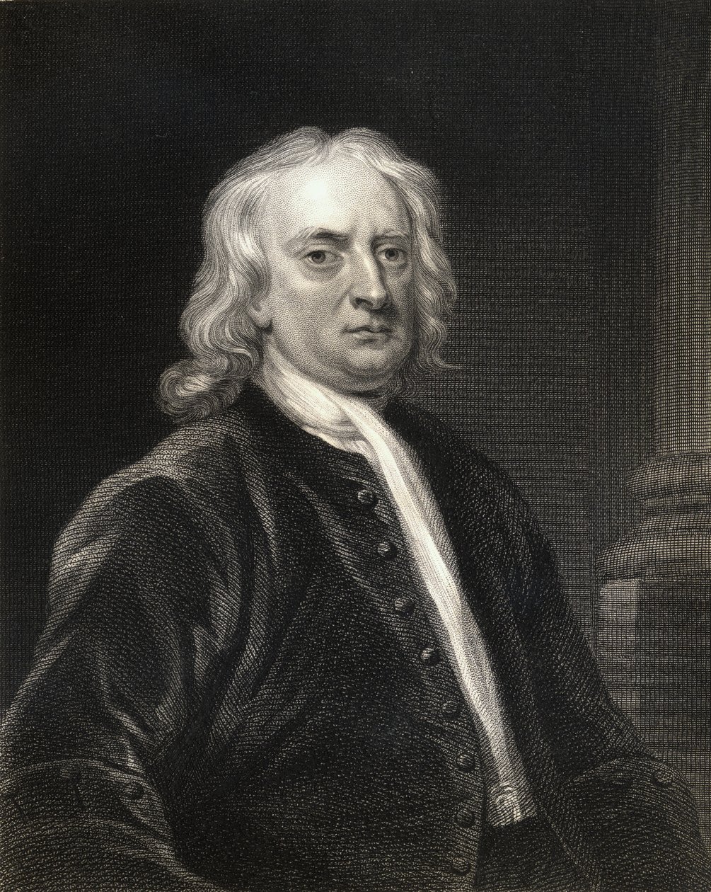 Sir Isaac Newton (1642-1727) z Galerii Portretów, wydanej w 1833 r. autorstwa English School