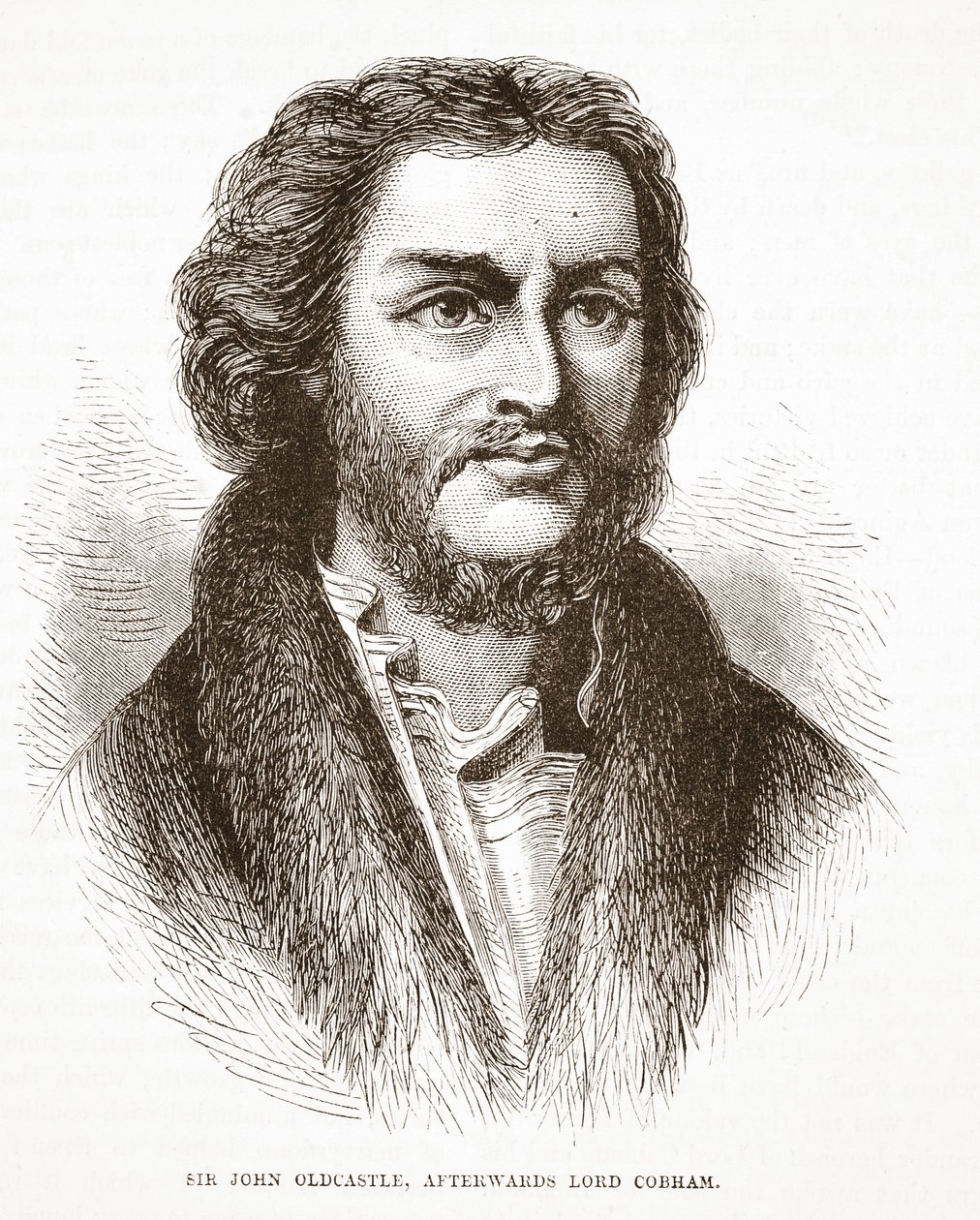 Sir John Oldcastle, później Lord Cobham, ilustracja z Historii protestantyzmu Jamesa Aitkena Wylie (1808-1890), wyd. 1878 autorstwa English School