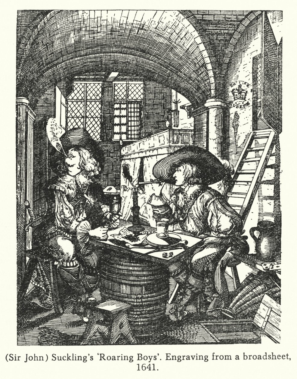 "Ryczący chłopcy" sir Johna Sucklinga (rycina) autorstwa English School