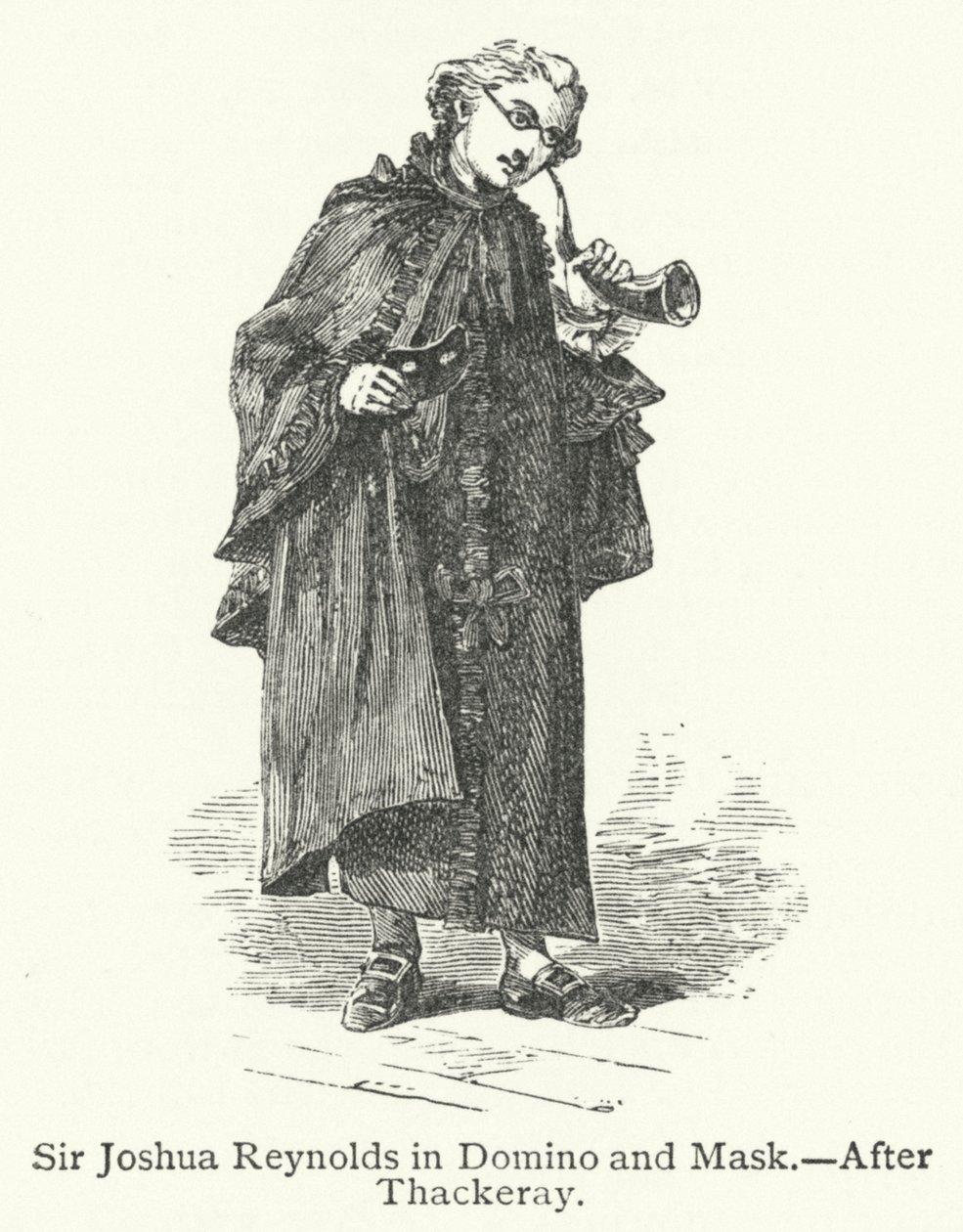 Sir Joshua Reynolds w Domino i Masce (rycina) autorstwa English School
