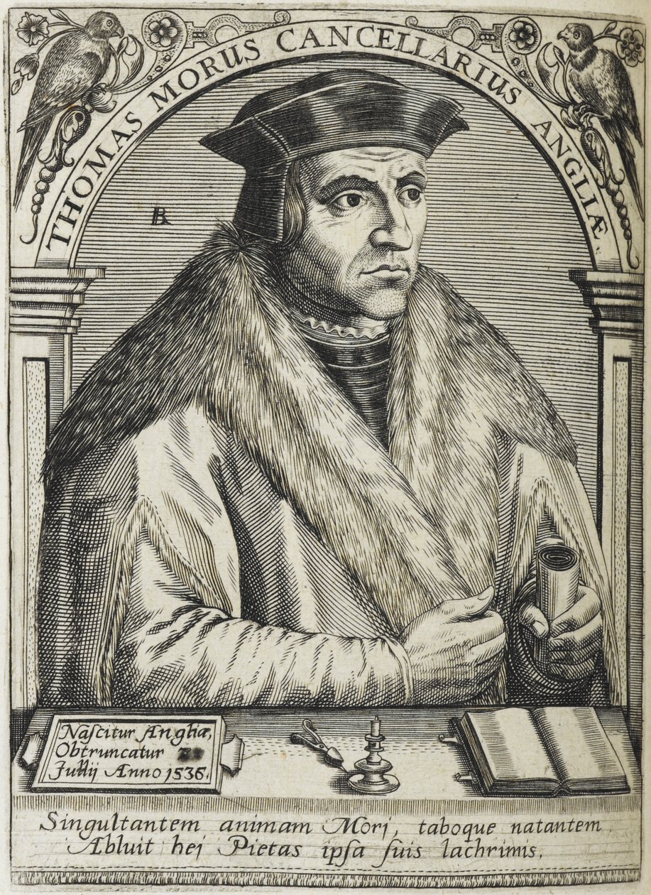 Sir Thomas More, święty, ilustracja z „Ikon pięćdziesięciu wybitnych ludzi nauki i nauki...” autorstwa English School
