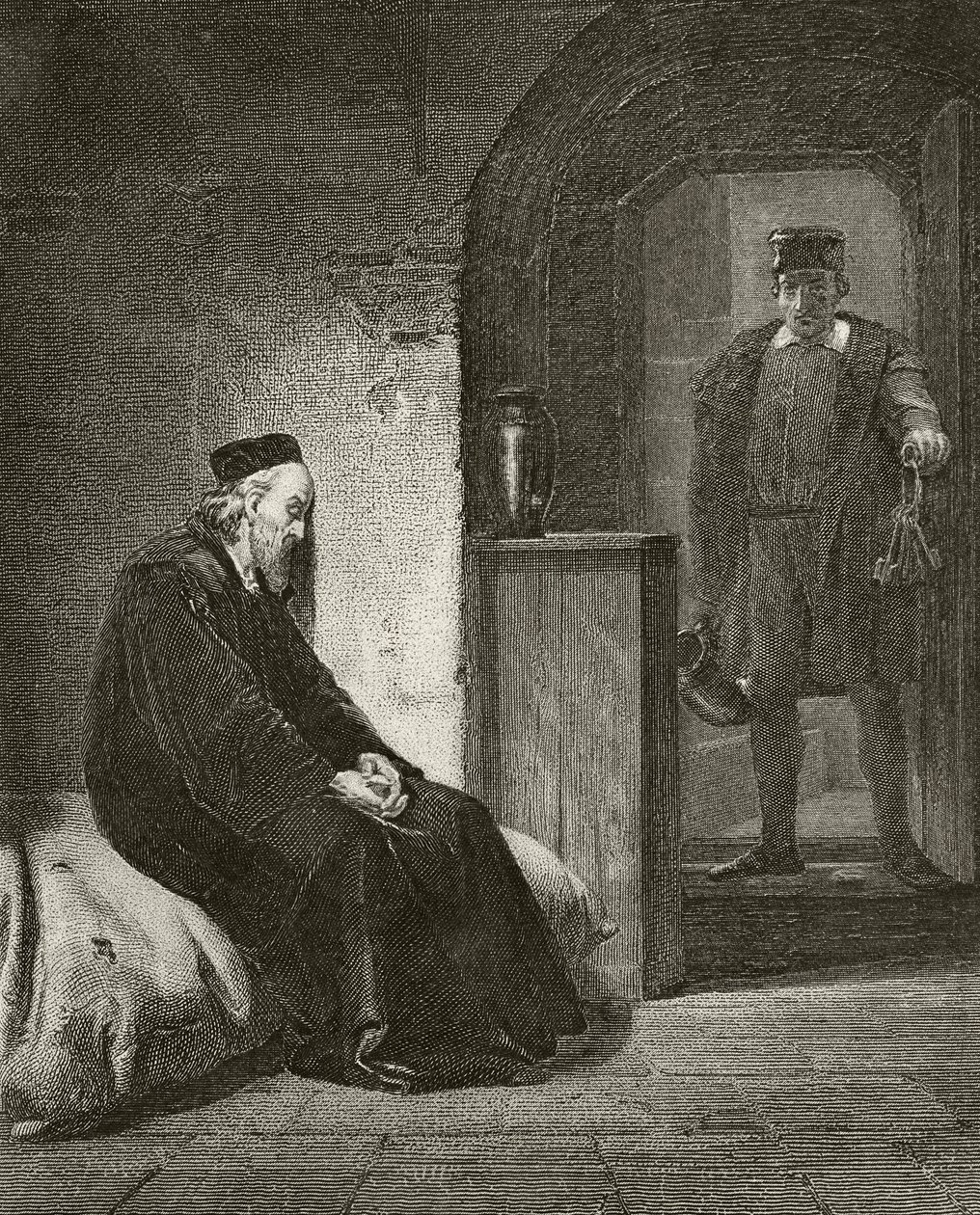 Sir Thomas More w więzieniu, z „The National and Domestic History of England” Williama Hickmana Smitha Aubreya (1858-1916) opublikowanego w Londynie, ok. 1890 r. (lito) autorstwa English School