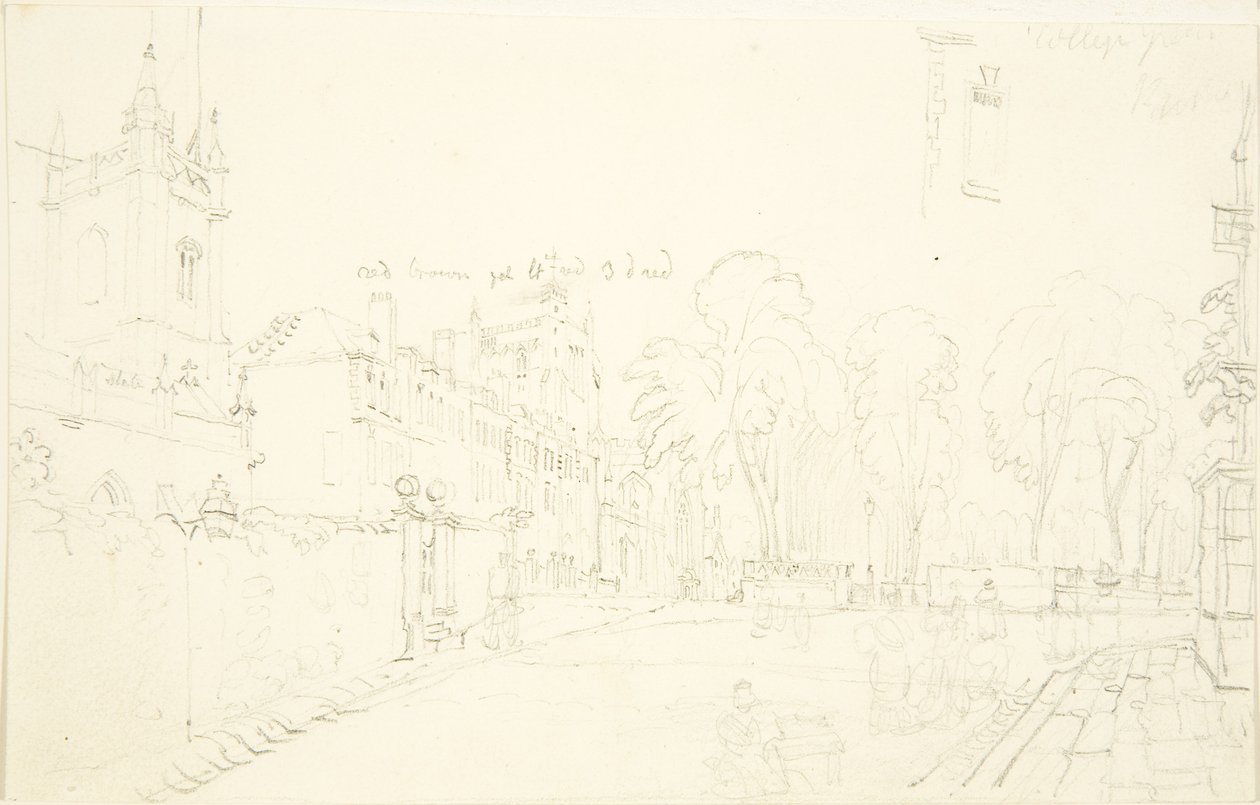 Szkic do College Green (ołówek na papierze) autorstwa English School