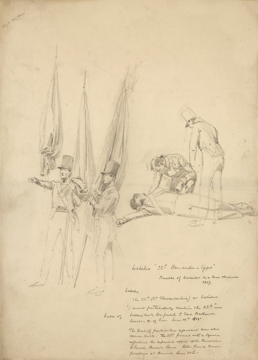 Żołnierze Waterloo (ołówek na papierze) autorstwa English School