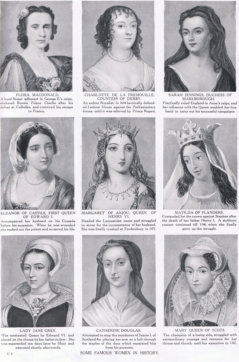 Niektóre znane kobiety w historii, ilustracja z Historii Narodów Hutchinsonów, ok. 1910 r. autorstwa English School