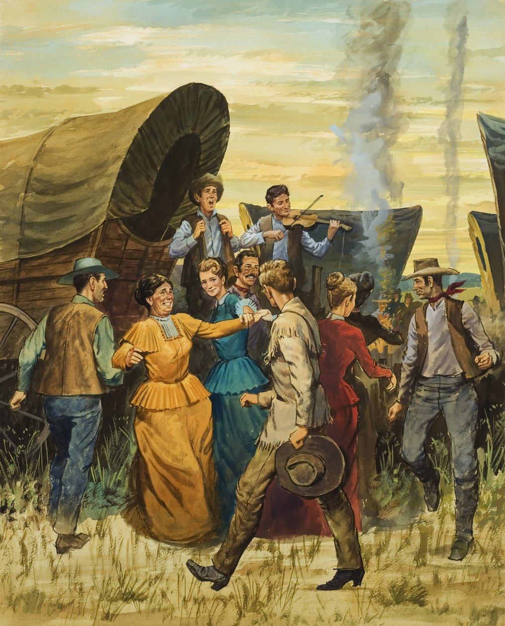 Square Dance (gwasz na papierze) autorstwa English School