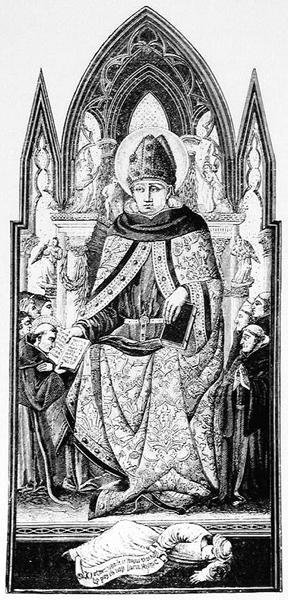 Św. Augustyn, biskup Hippony, ilustracja z nauki i literatury średniowiecza i renesansu, napisana i rytowana przez Paula Lacroix, 1878 autorstwa English School