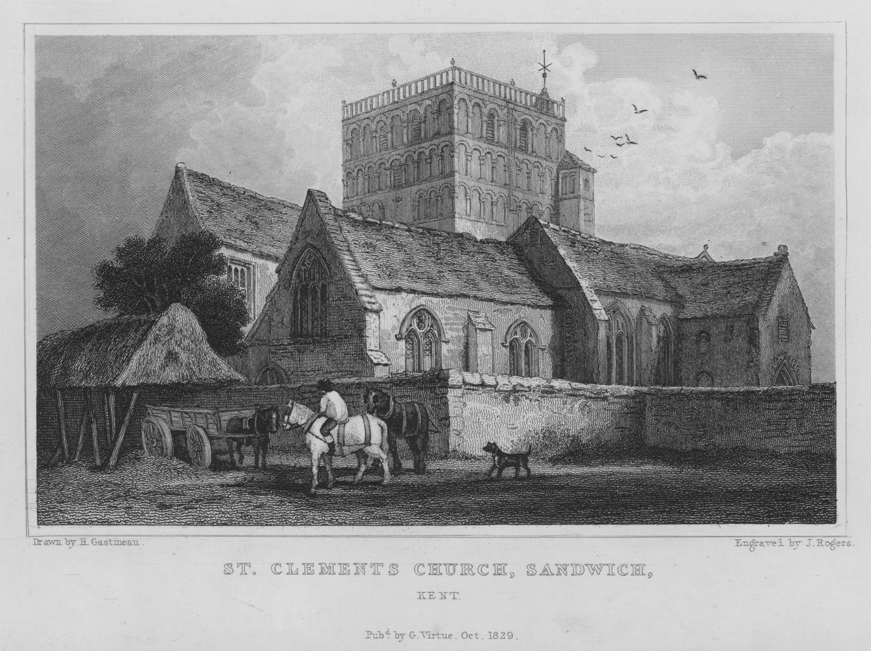 Kościół św. Klemensa, Sandwich, Kent (grawerunek) autorstwa English School
