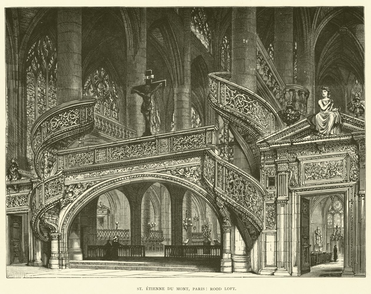 St Etienne du Mont, Paryż, Rood Loft (rycina) autorstwa English School