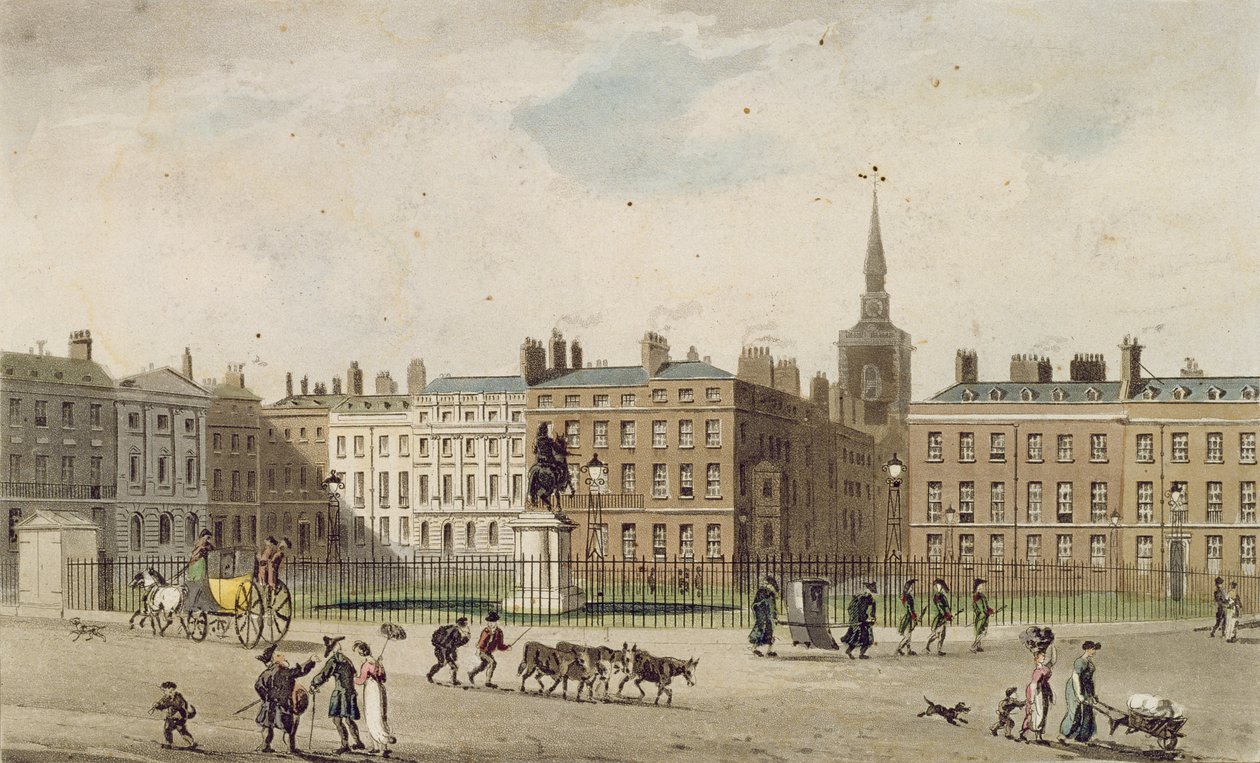 Plac św. Jakuba, 1812 (kolorowa akwatinta) autorstwa English School
