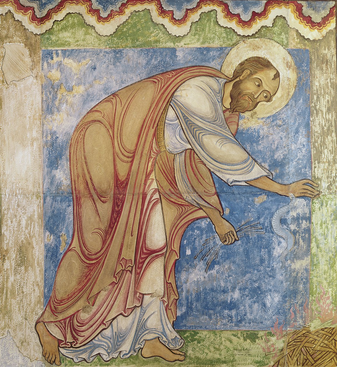 Św. Paweł i Żmija, w kaplicy św. Anzelma, ok.1180 (mural) autorstwa English School