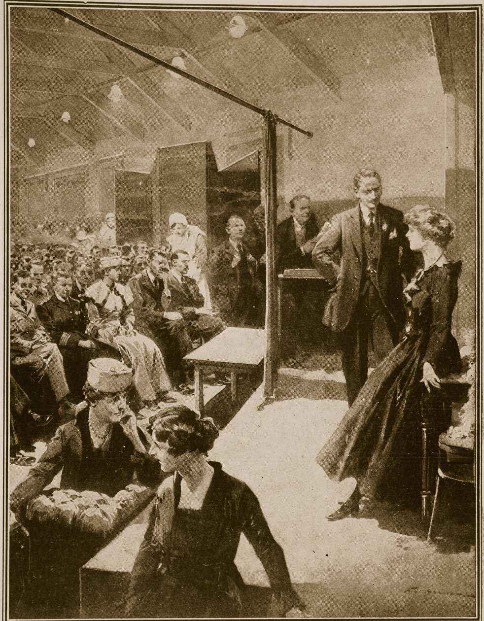 Przedstawienie sceniczne dla żołnierzy oślepionych w czasie wojny 1914-19 autorstwa English School