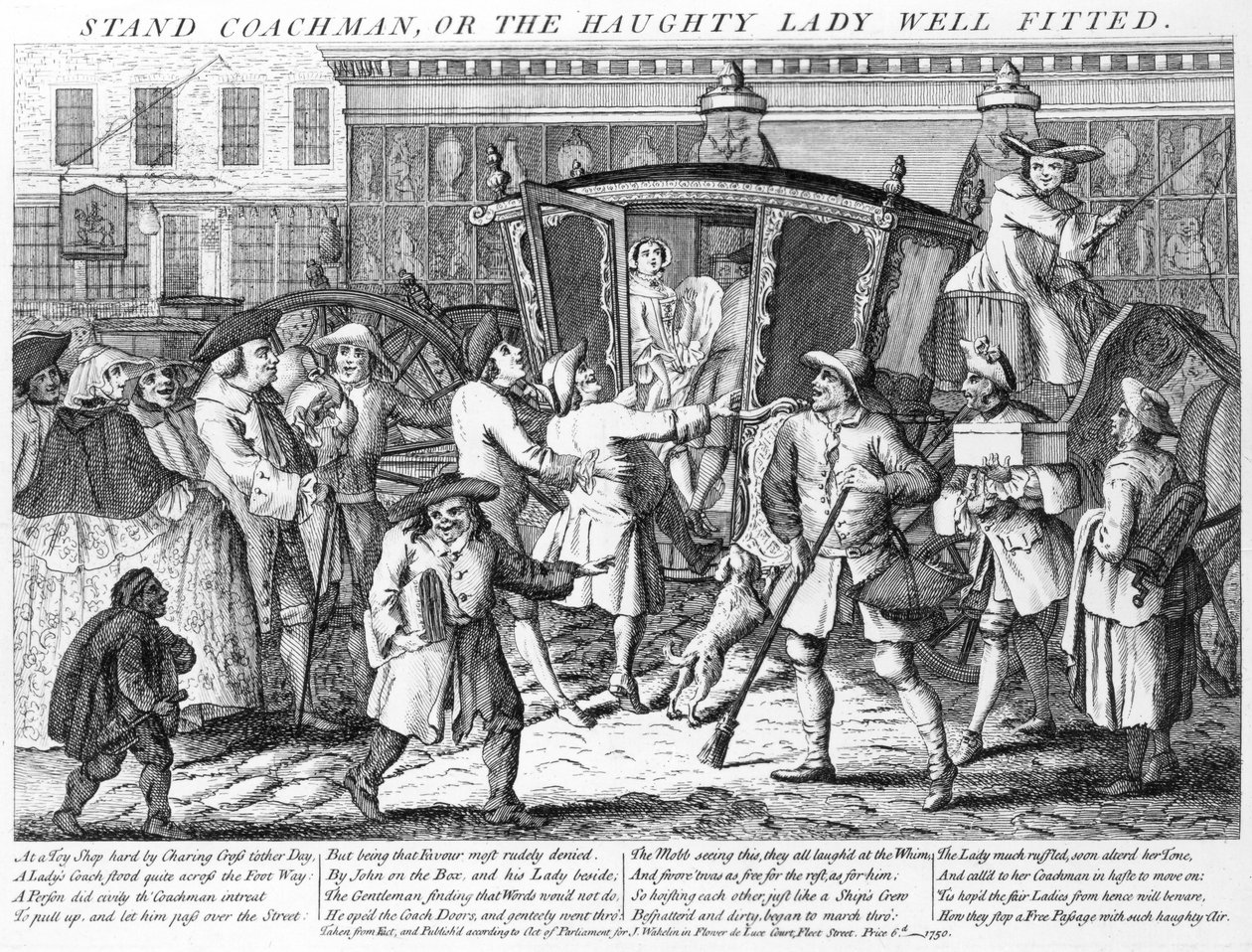 Stand Coachman or the Haughty Lady Well Fitted, wyd. J. Wakelin, 1750 autorstwa English School