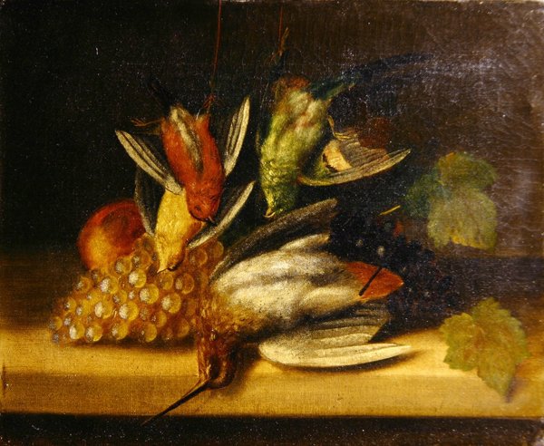 Martwa natura ptaków, ok. 1840 (olej na płótnie) autorstwa English School