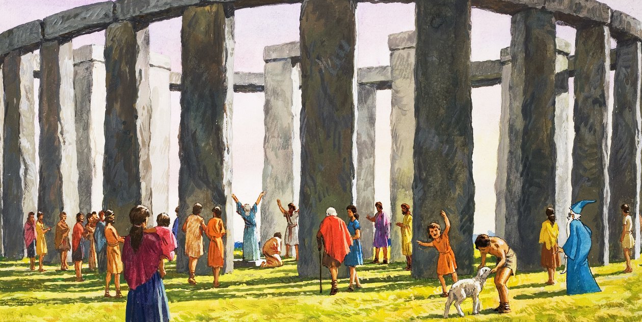 Stonehenge (gwasz na papierze) autorstwa English School