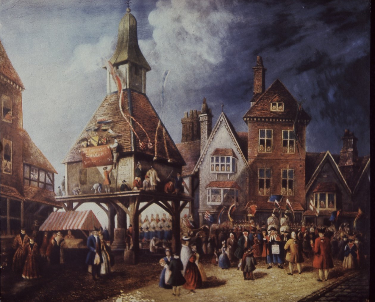 Stratford-on-Avon, Jubileusz Szekspira w 1769 w High Cross (kolor lito) autorstwa English School
