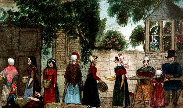 Scena targowa, ok. 1840 (akwarela na papierze) autorstwa English School