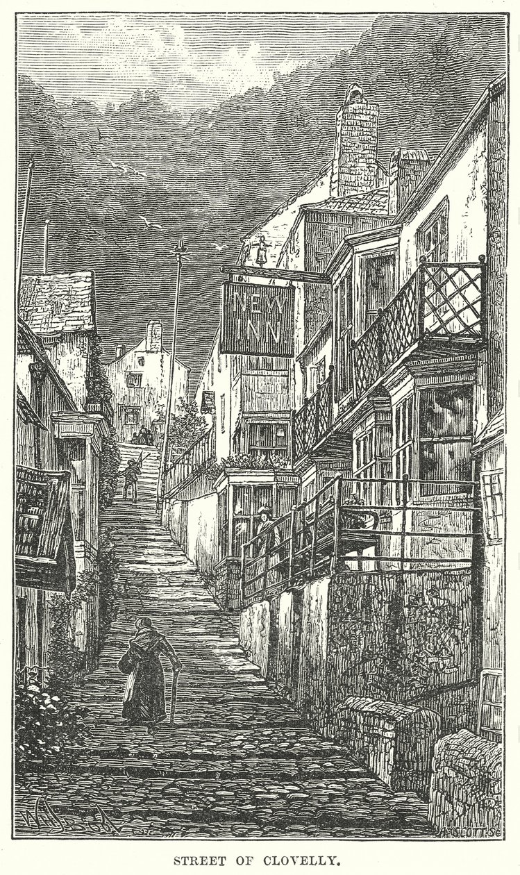 Ulica Clovelly (grawerunek) autorstwa English School