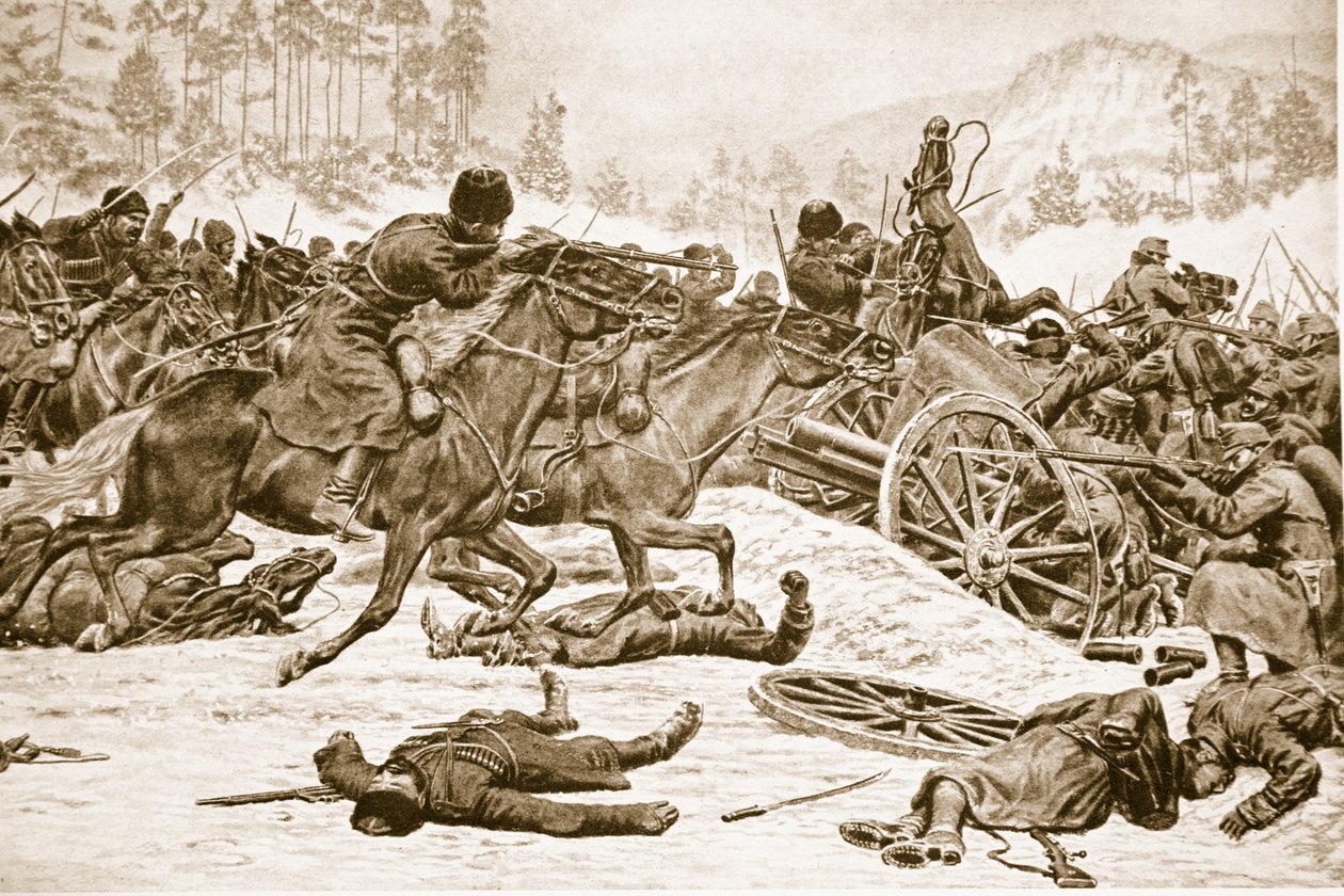 Uparte walki na wyżynach niesione przez Rosjan na południe od Dukli w Karpatach, 1914-19 autorstwa English School
