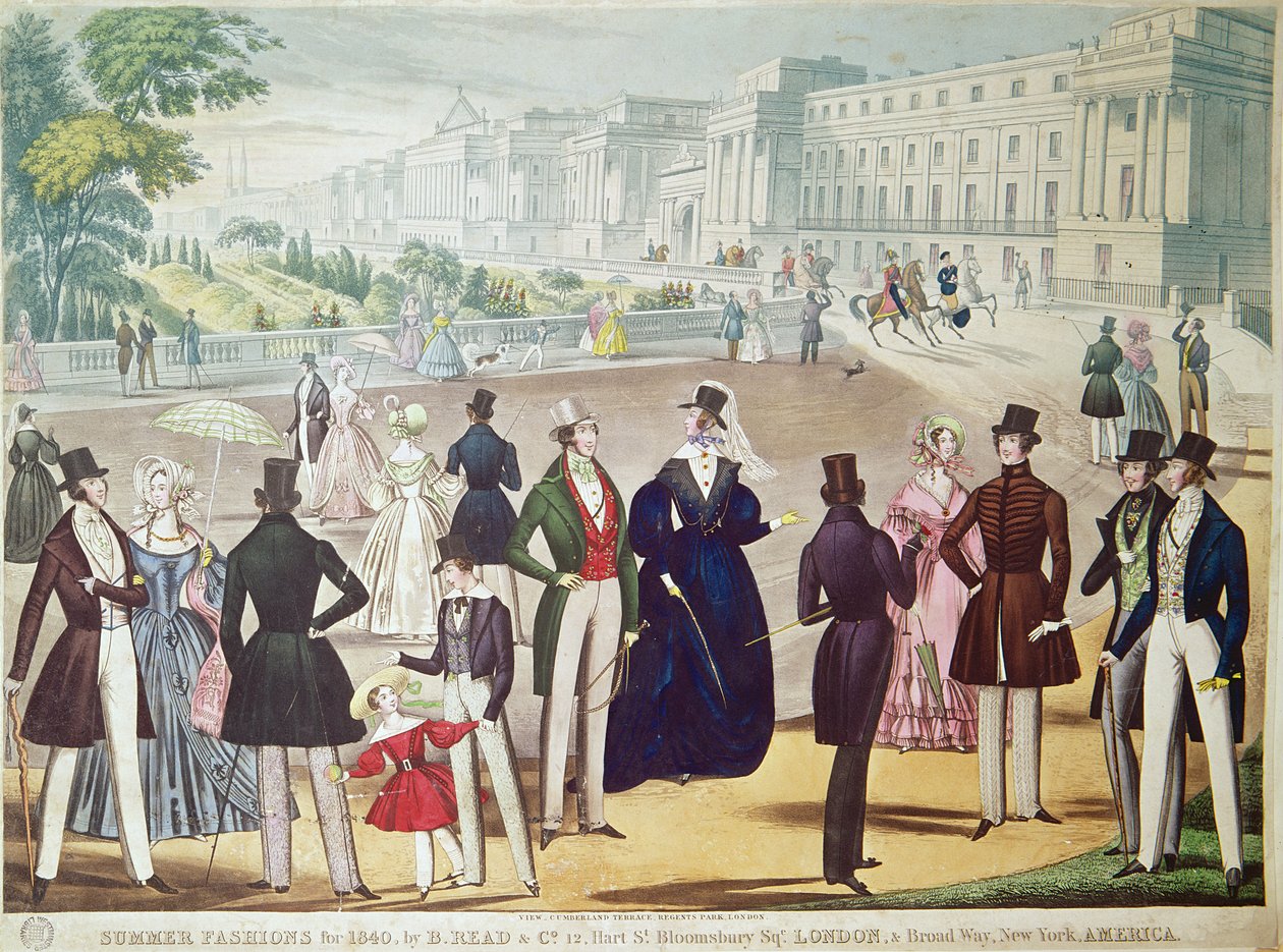 Summer Fashions for 1840 (kolorowe grawerowanie) autorstwa English School