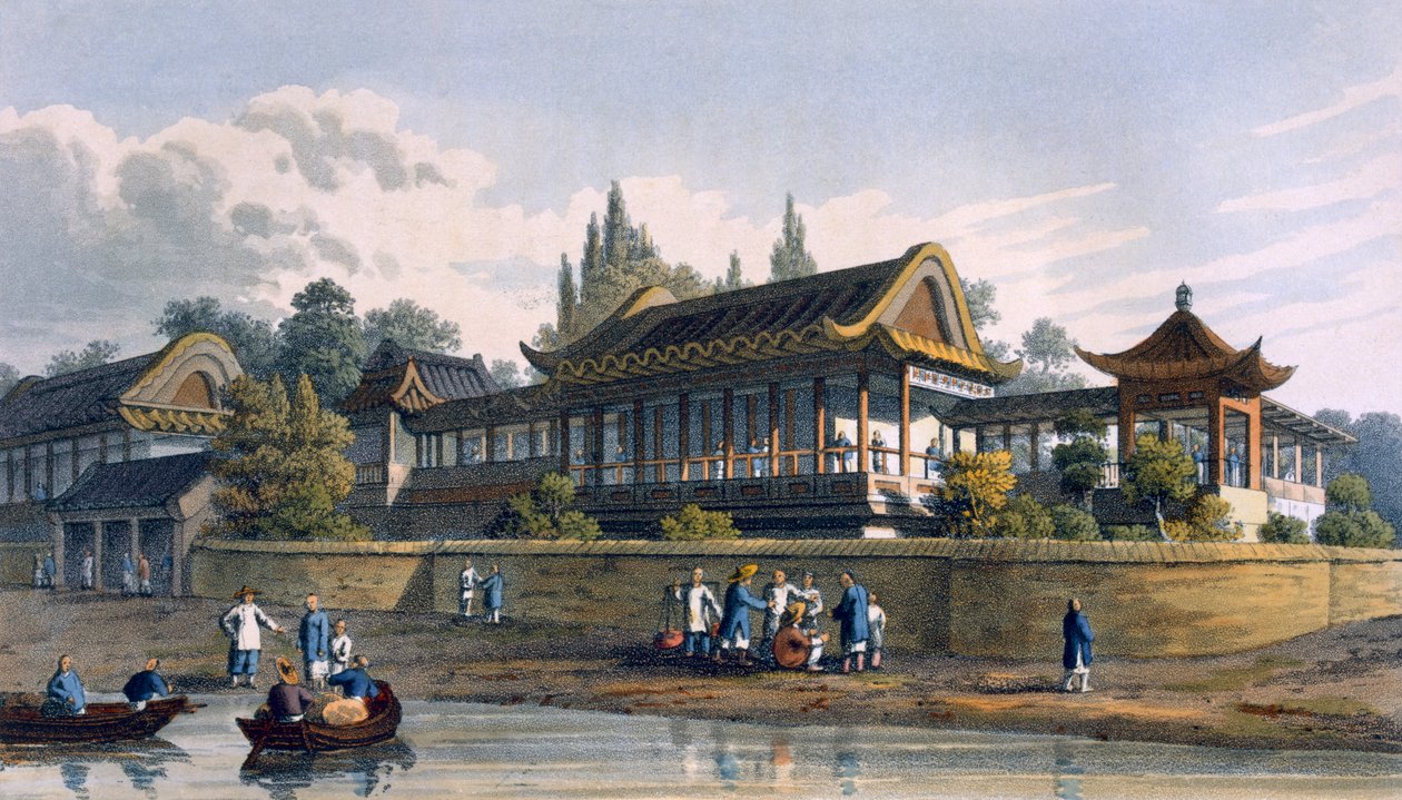 Letni Pałac Cesarza, naprzeciwko miasta Tien-Sing, 1817 autorstwa English School